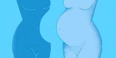 Illustratie van 2 vrouwenlijven, 1 zwanger 1 niet-zwanger