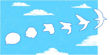 Illustratie Anne June vogels in de lucht