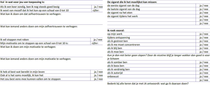 Voorbeeld van een stoppenstappenplan