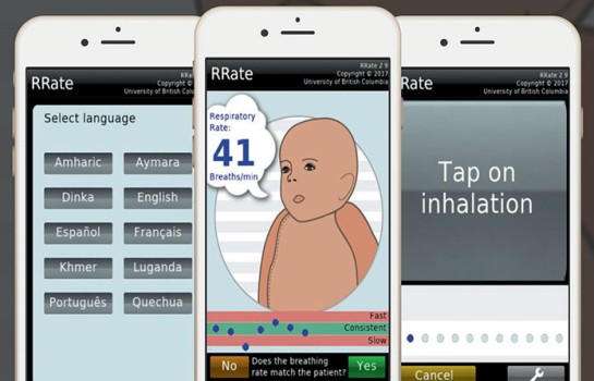 Een app kan de huisarts helpen om de ademfrequentie te tellen.