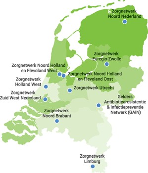 Figuur De tien antibioticaresistentie-zorgnetwerken
