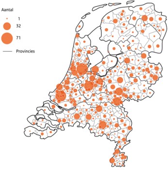 Praktijken met geregistreerde GLI aanbieder Per gemeente, peildatum 31 december 2020.