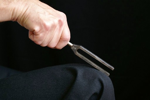 Het aanslaan van de stemvork.