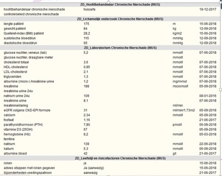 Voorbeeld van het metingenoverzicht (i-profiel)