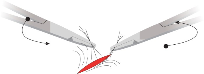 Plukjes haren samen draaien